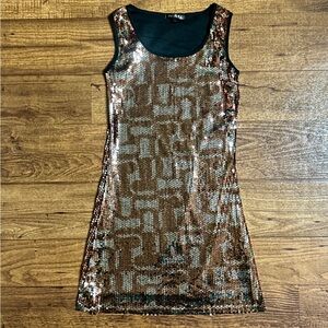 Runaways Paris ~ Small~ Black W/ Gold & Silver Sequins Cocktail Sleeveless Dress